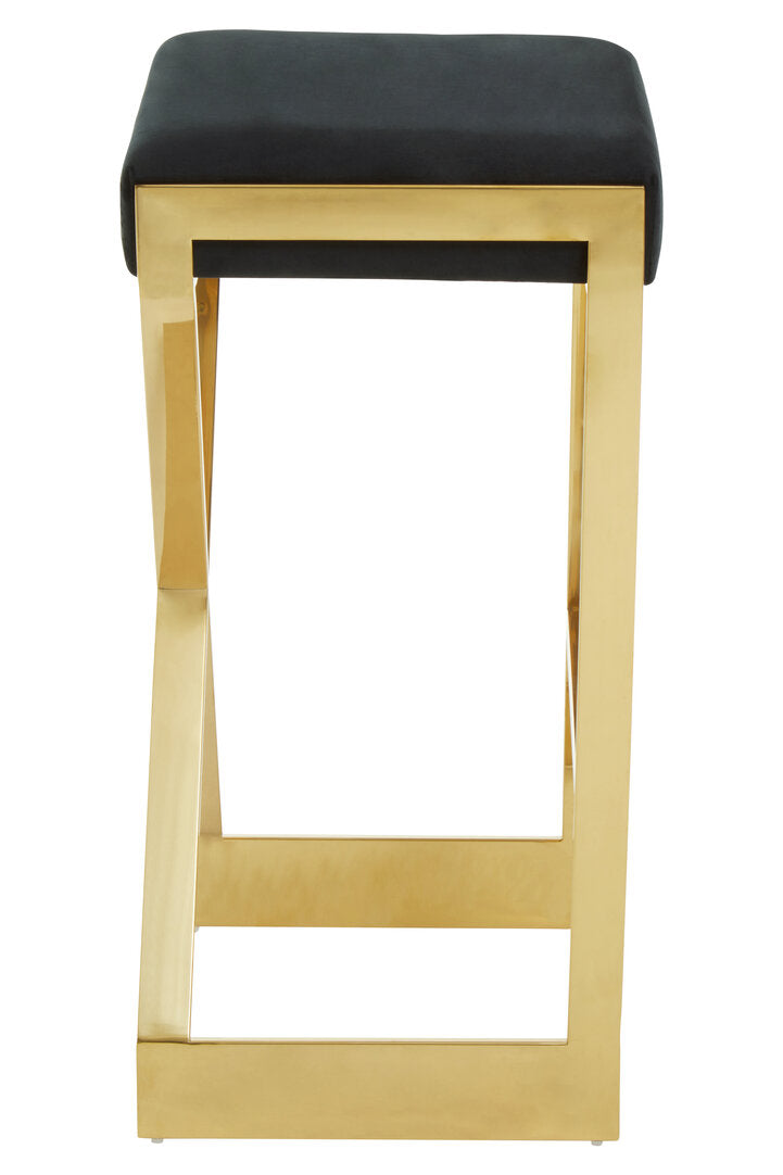 Senta Bar Stool - Gold & Black Velvet
