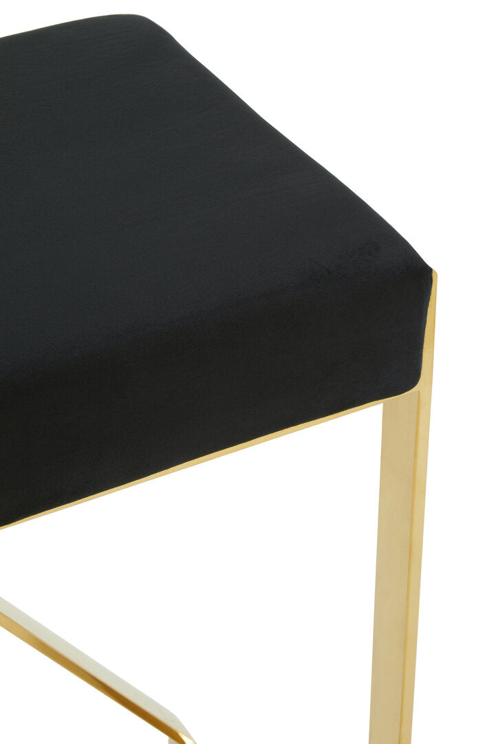 Senta Bar Stool - Gold & Black Velvet