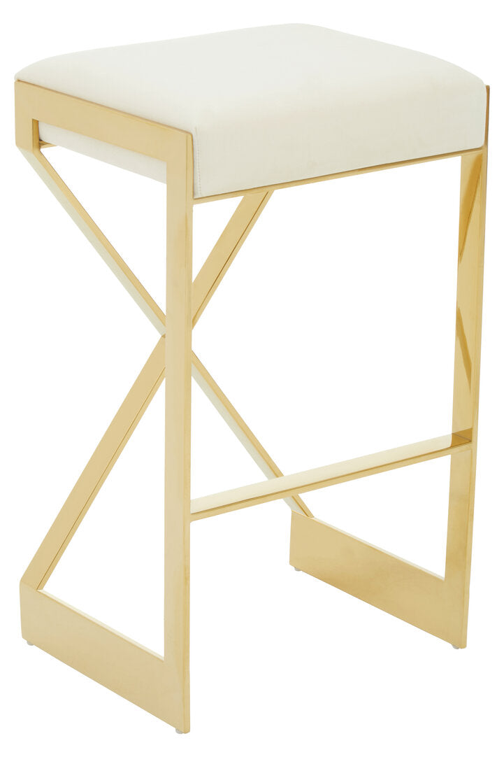 Senta Bar Stool - Gold & Ivory Velvet