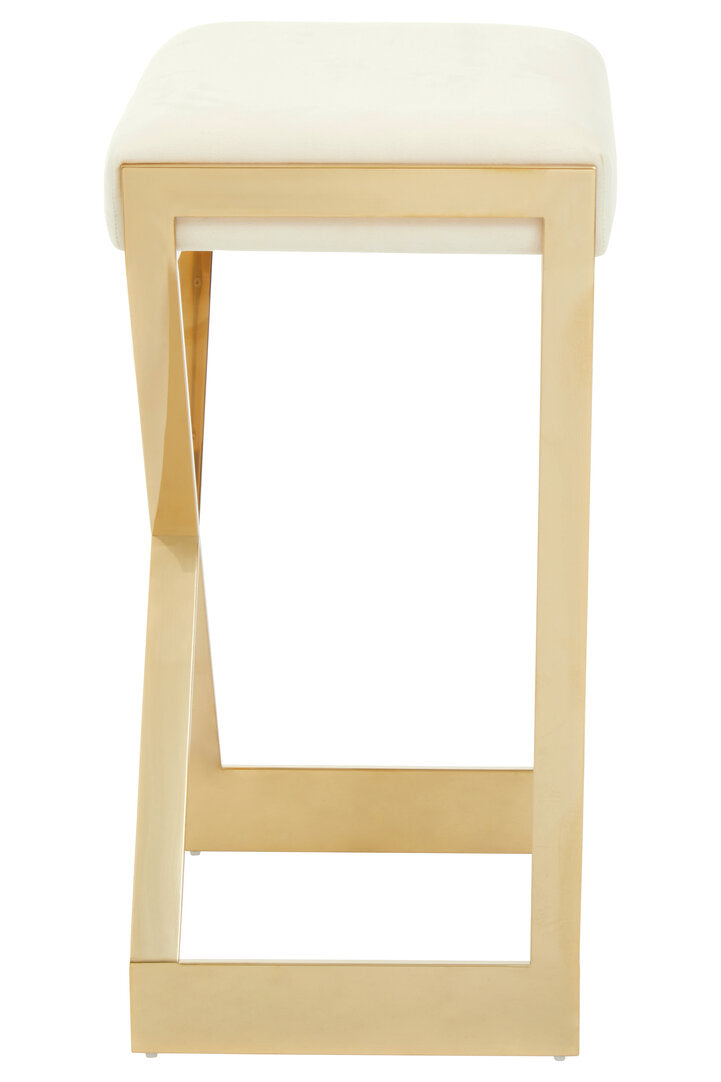 Senta Bar Stool - Gold & Ivory Velvet