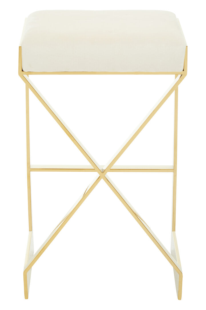 Senta Bar Stool - Gold & Ivory Velvet