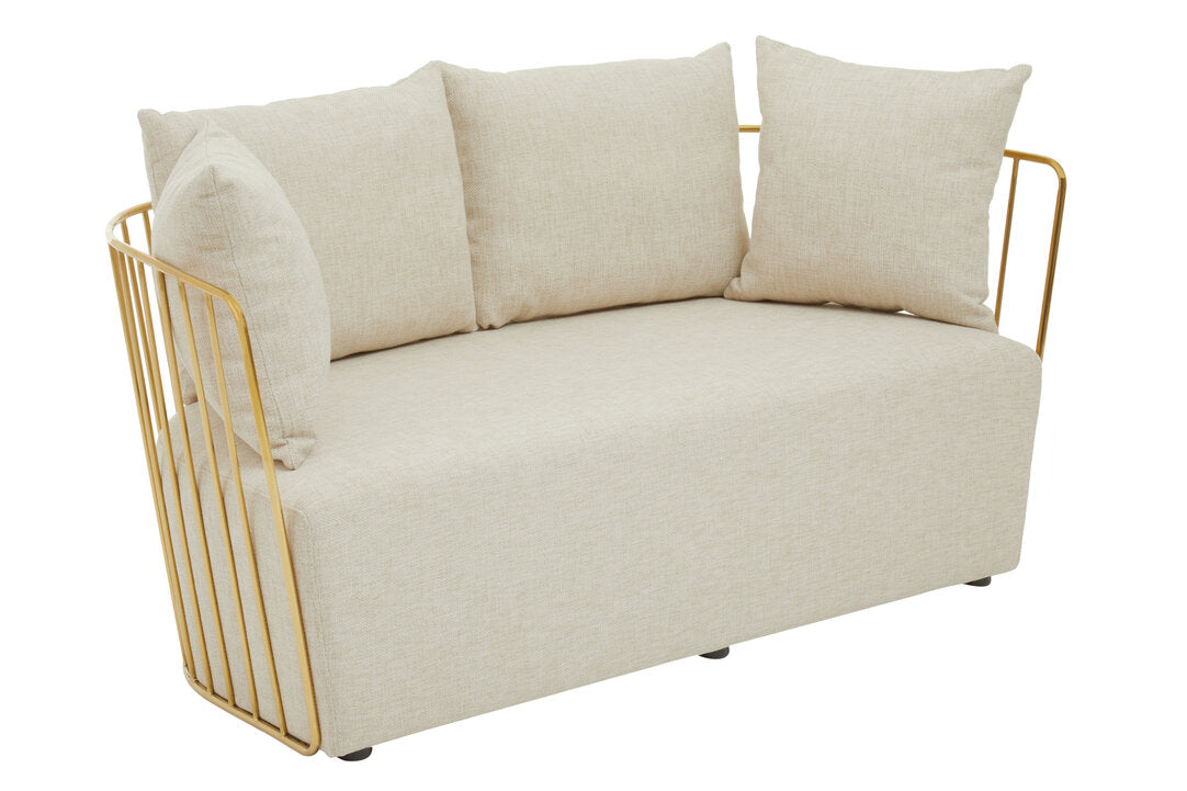 Senta 2 Seater Sofa - Natural & Gold