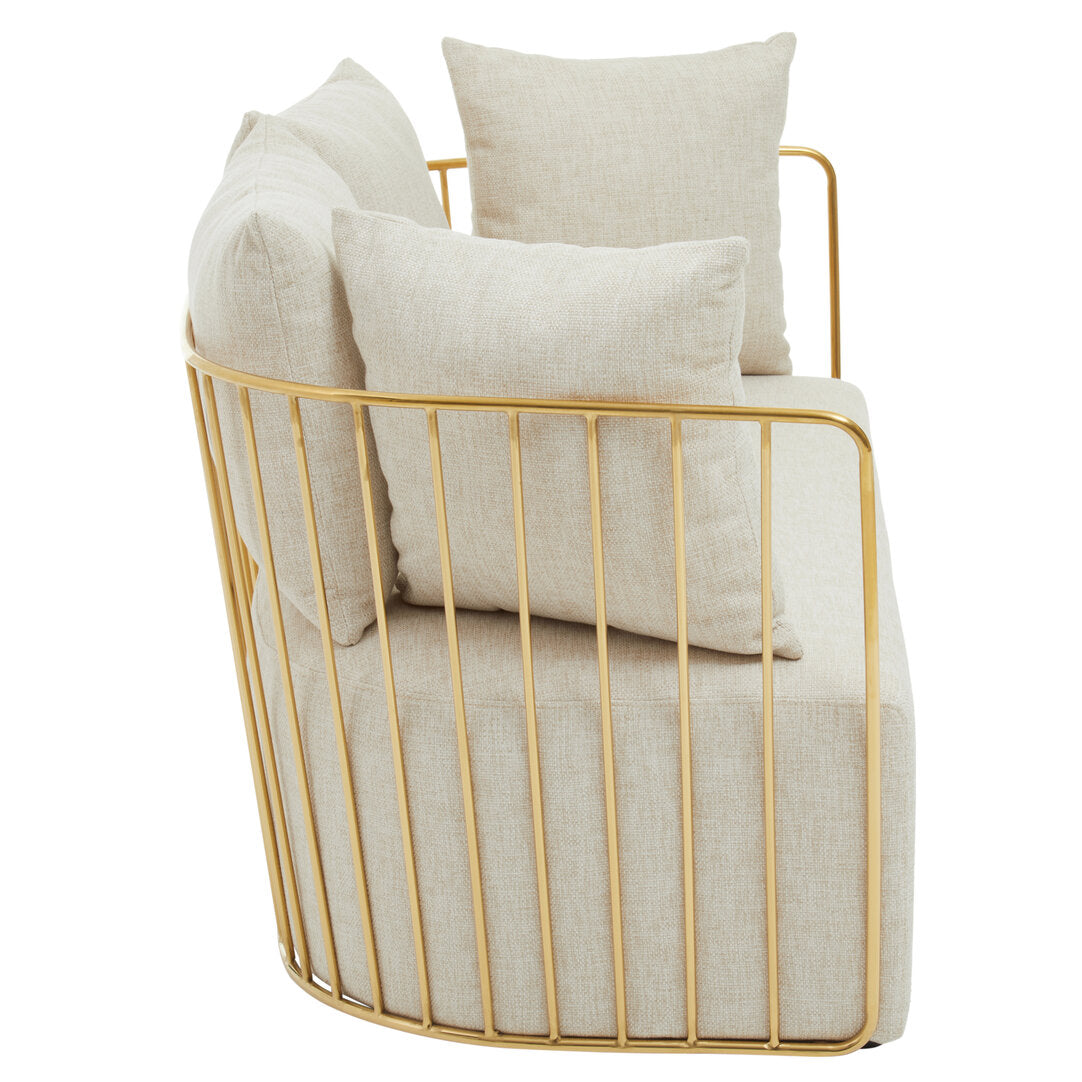 Senta 2 Seater Sofa - Natural & Gold