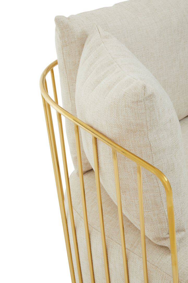 Senta 2 Seater Sofa - Natural & Gold