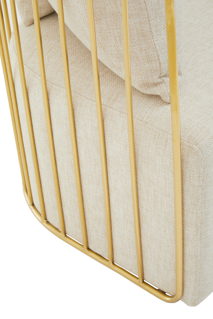 Senta 2 Seater Sofa - Natural & Gold