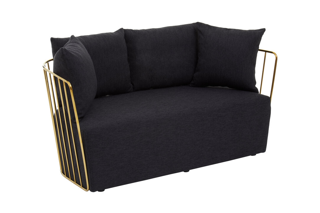 Senta 2 Seater Sofa - Black & Gold
