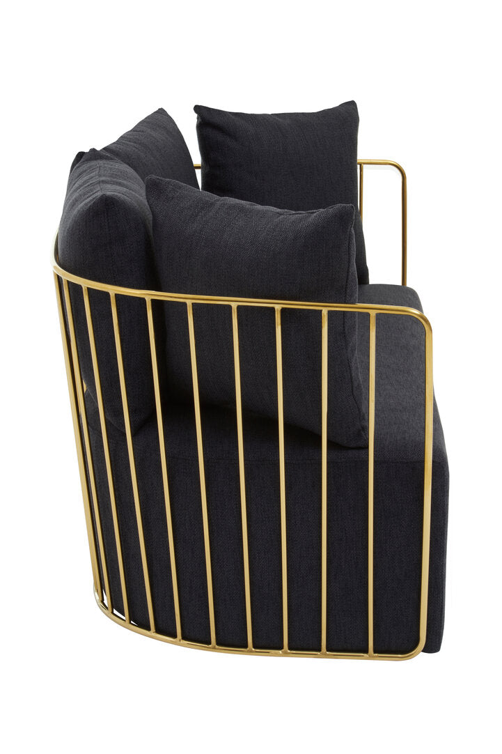 Senta 2 Seater Sofa - Black & Gold