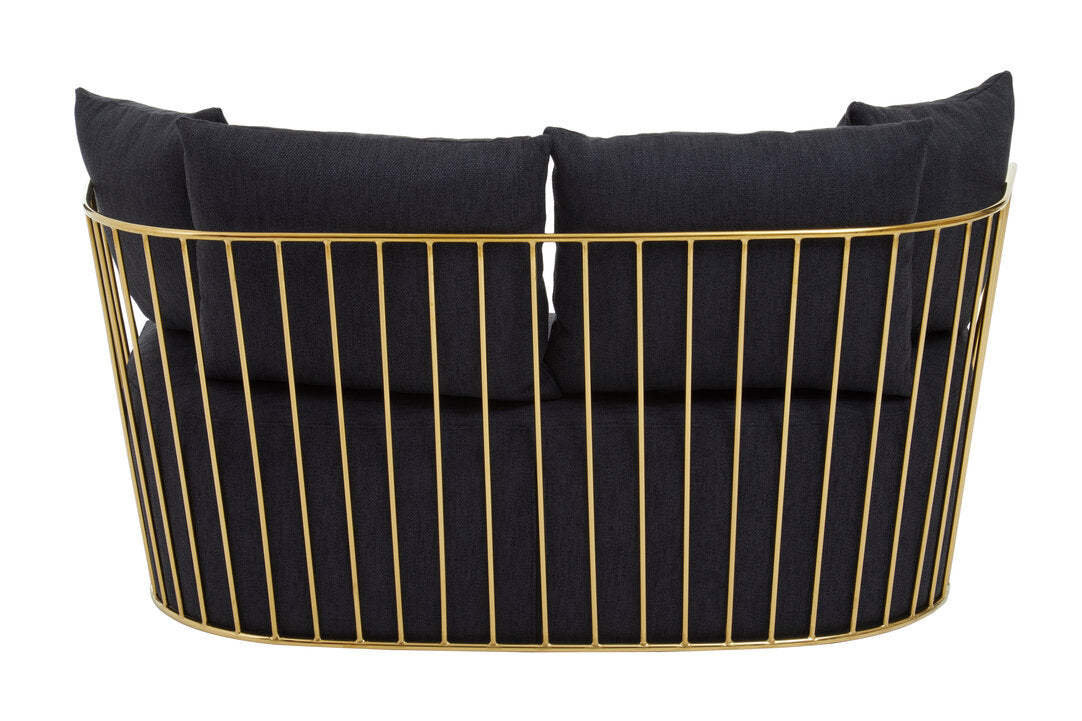 Senta 2 Seater Sofa - Black & Gold