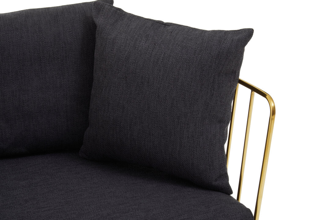 Senta 2 Seater Sofa - Black & Gold