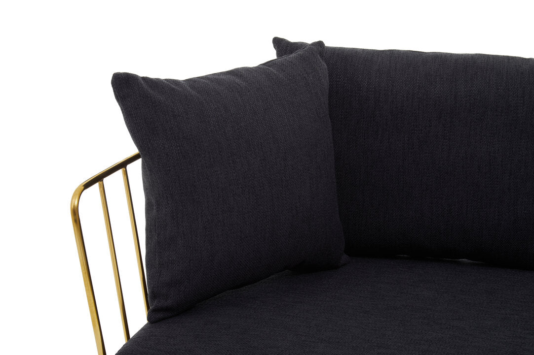 Senta 2 Seater Sofa - Black & Gold