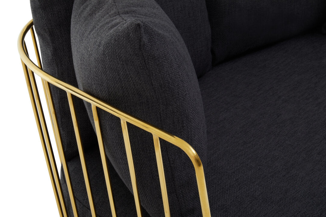 Senta 2 Seater Sofa - Black & Gold