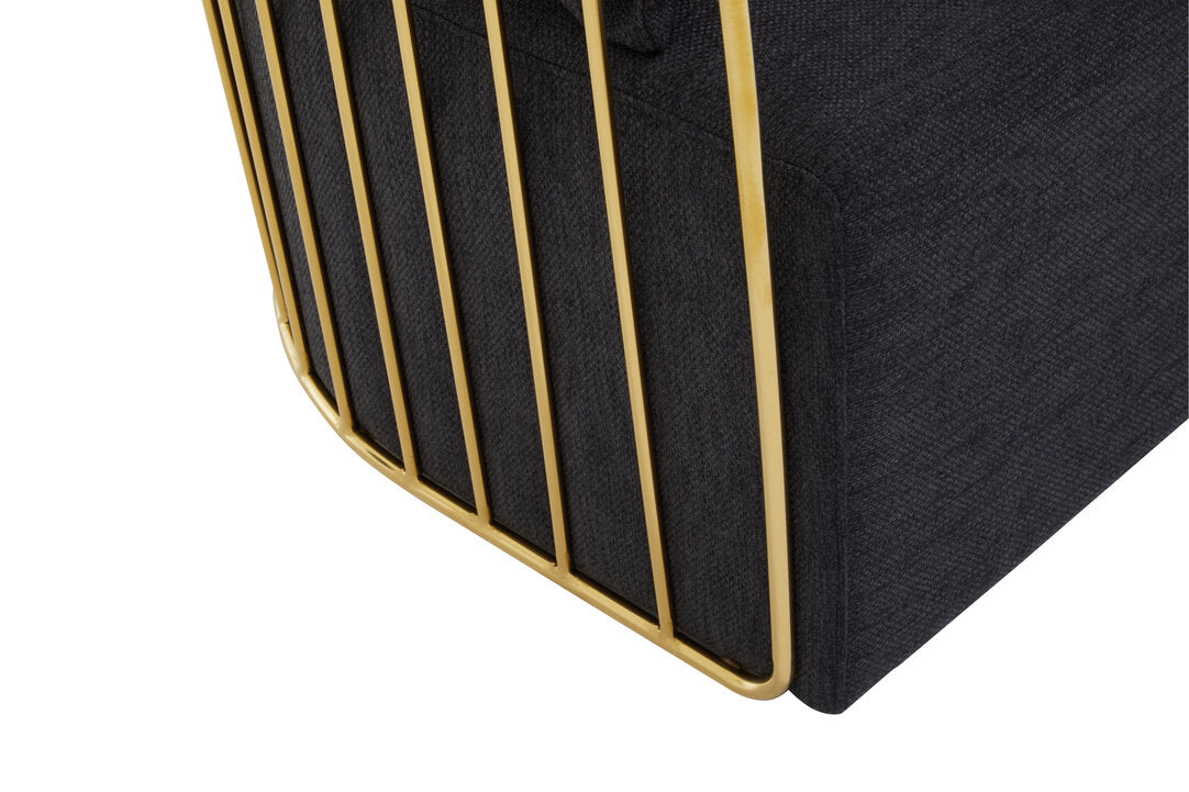 Senta 2 Seater Sofa - Black & Gold