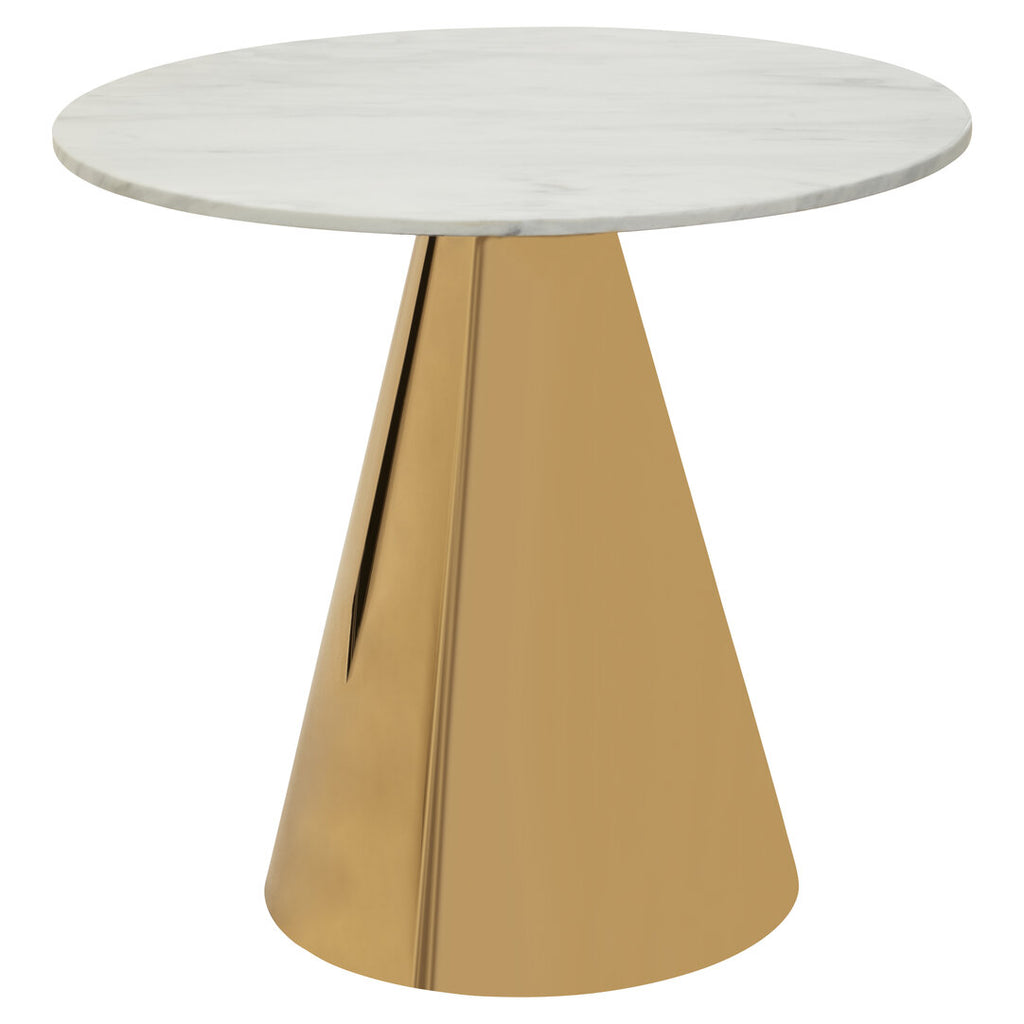 Mara Round Dining Table - White Marble & Gold