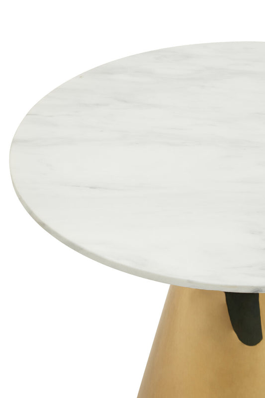 Mara Round Dining Table - White Marble & Gold