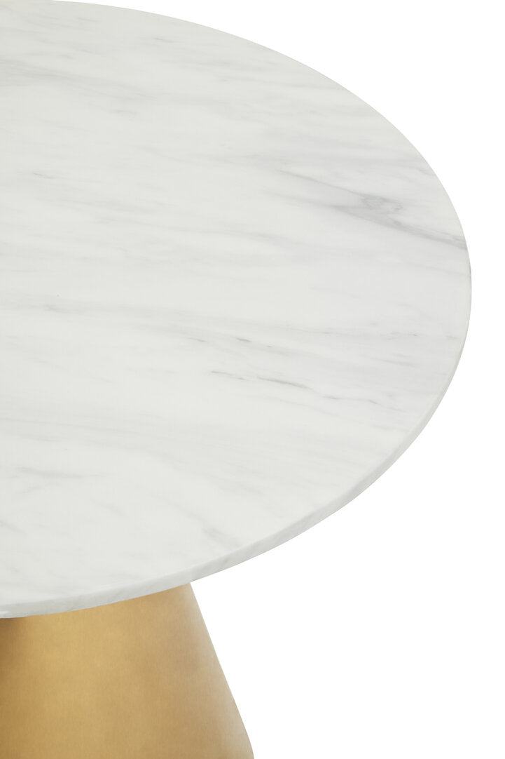 Mara Round Dining Table - White Marble & Gold