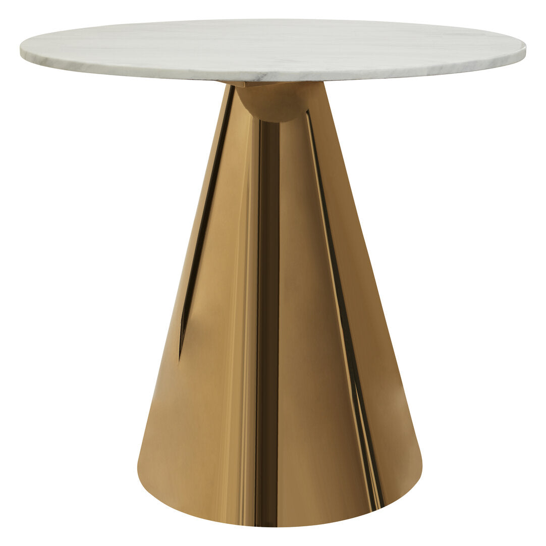 Mara Round Dining Table - White Marble & Gold