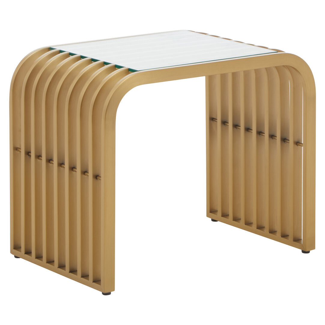 Conrad End Table - Matte Gold & Glass
