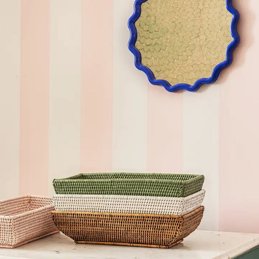 Wiltshire Long Rattan Basket in White