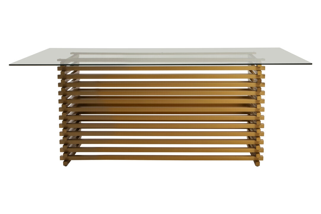 Conrad Dining Table - Matte Gold & Glass