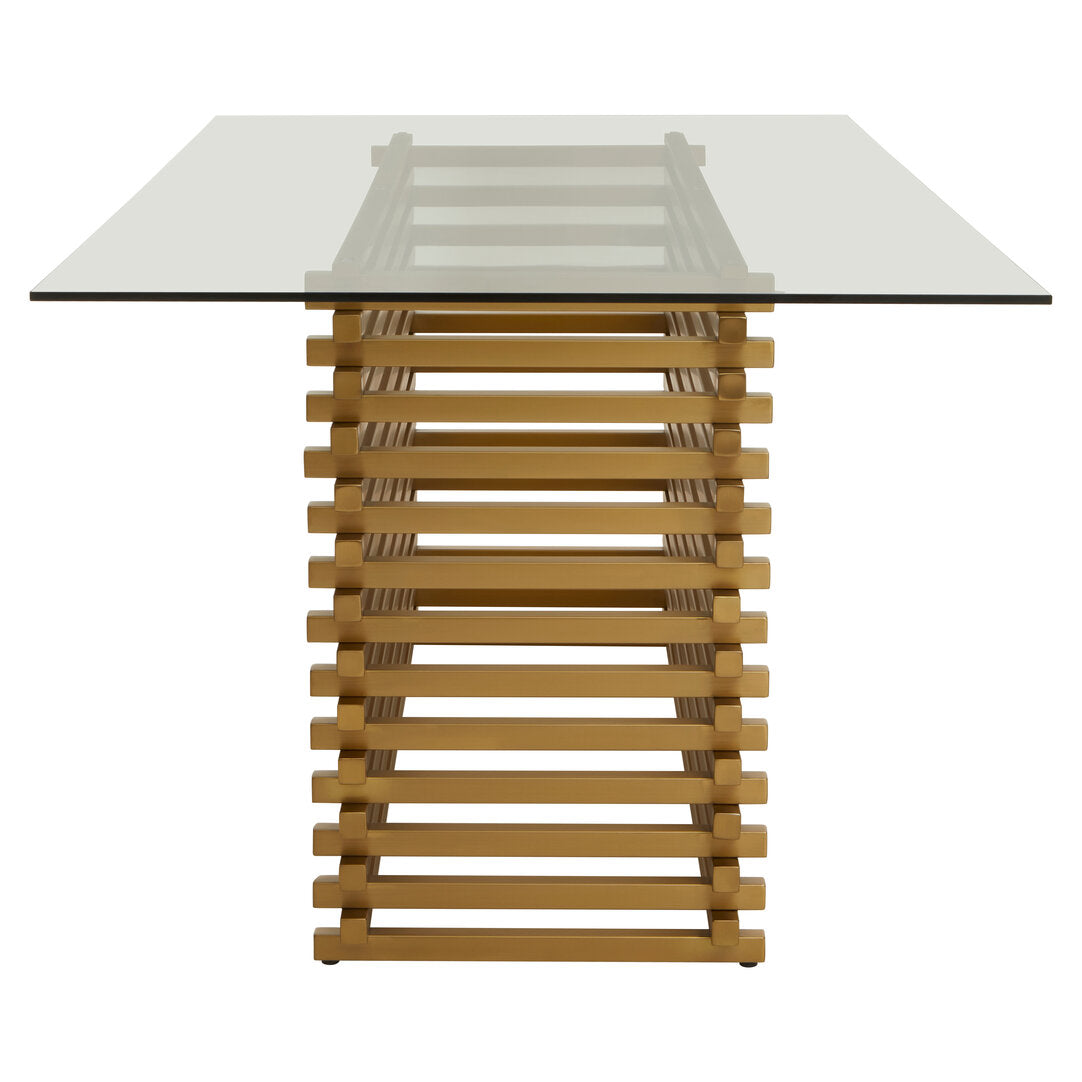 Conrad Dining Table - Matte Gold & Glass