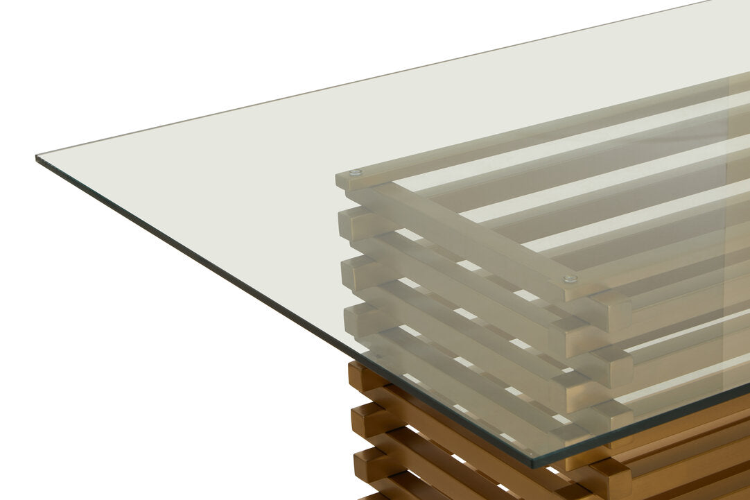 Conrad Dining Table - Matte Gold & Glass