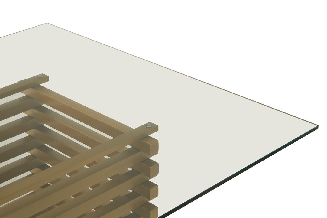 Conrad Dining Table - Matte Gold & Glass