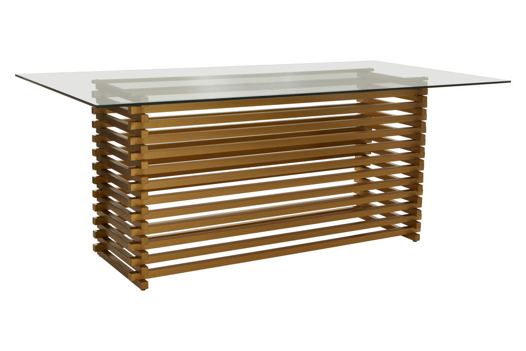 Conrad Dining Table - Matte Gold & Glass
