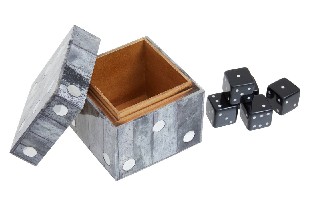 Jameson Grey Bone Dice Box with 5 Dice