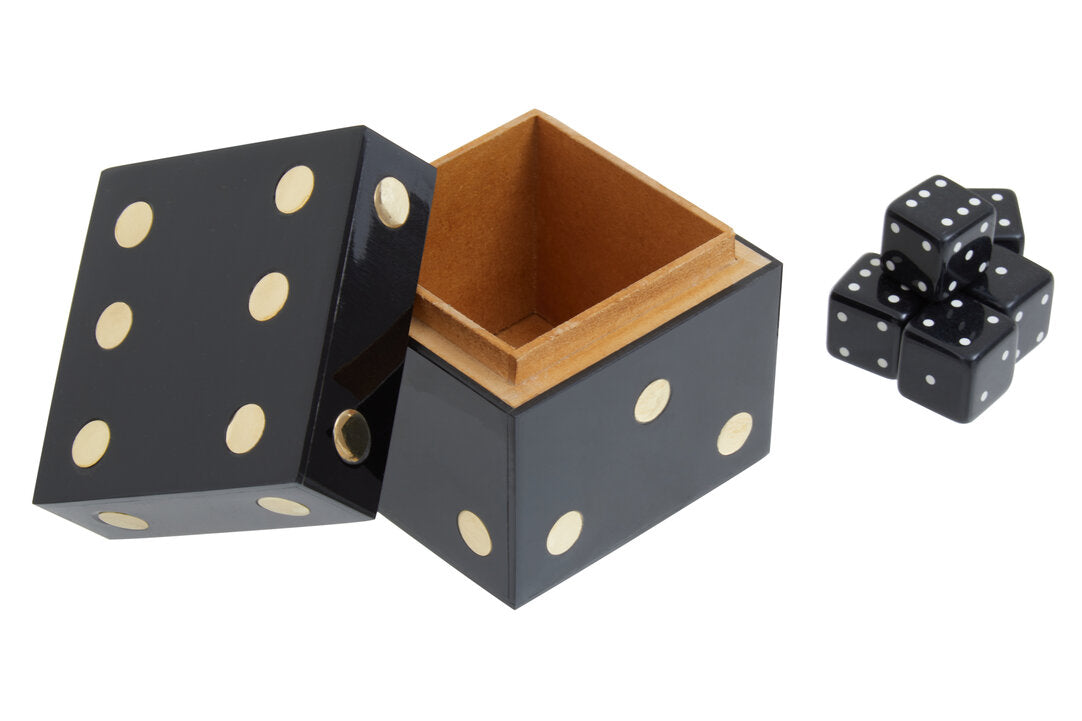 Dixon Dice Box with 5 Dice - Black & Gold
