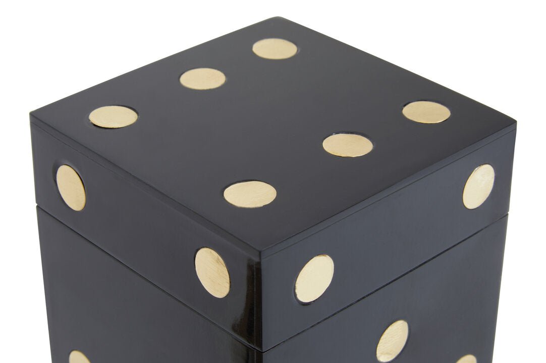 Dixon Dice Box with 5 Dice - Black & Gold