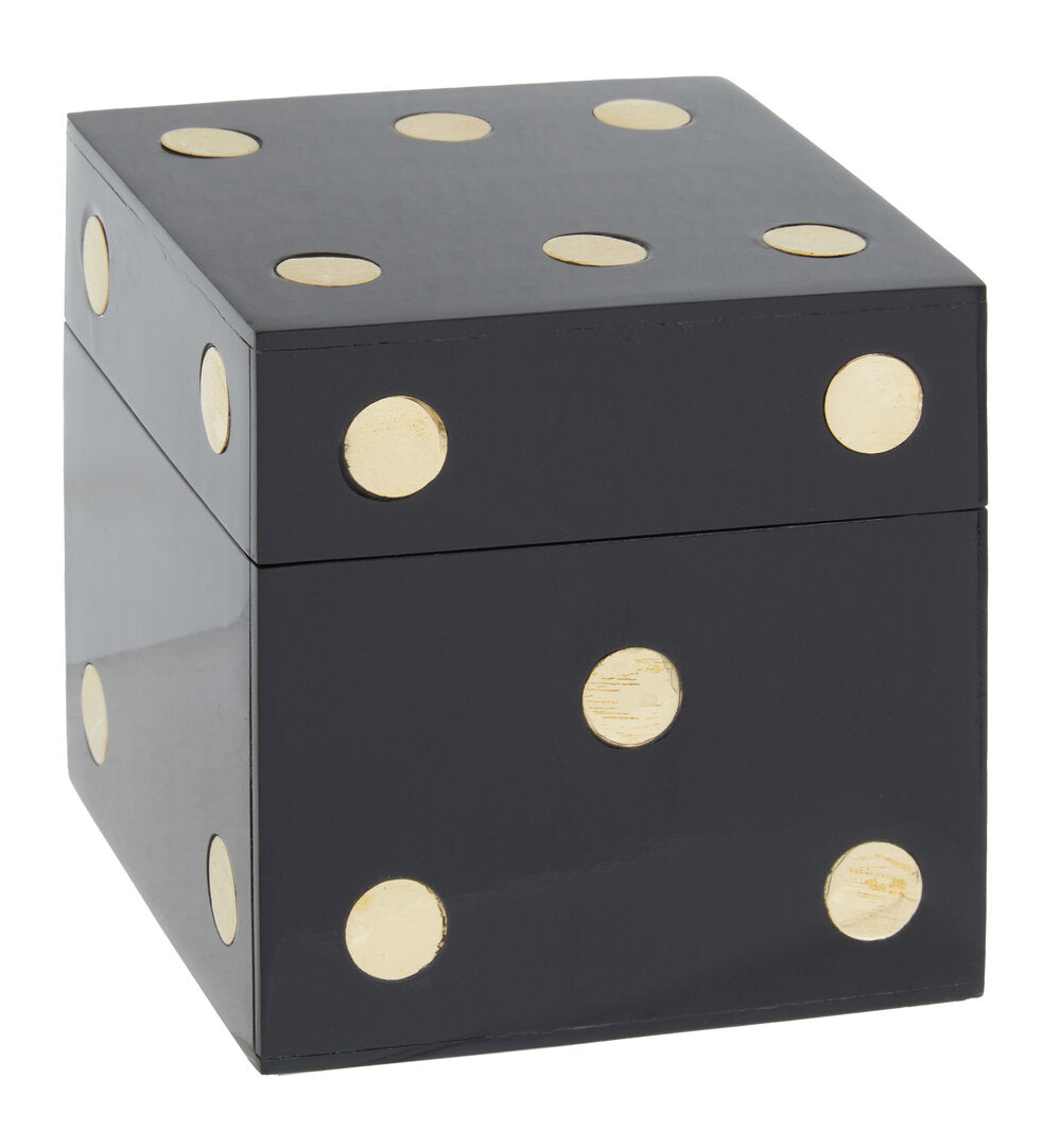 Dixon Dice Box with 5 Dice - Black & Gold