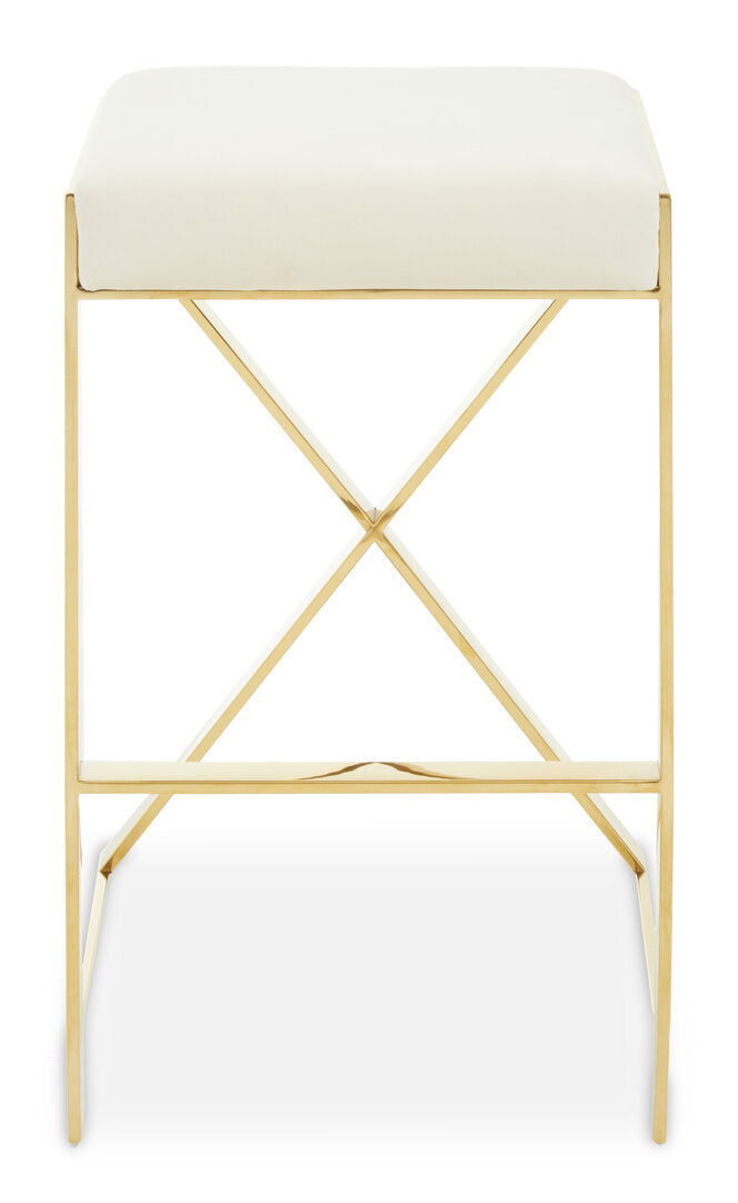 Senta Bar Stool - Gold & Ivory Velvet