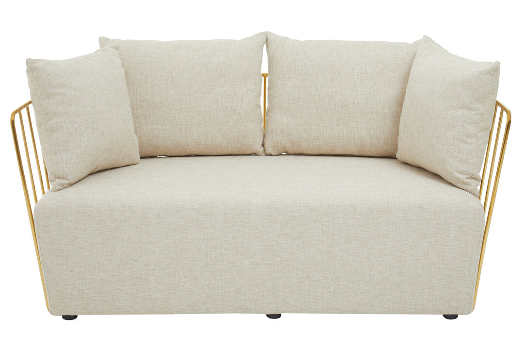 Senta 2 Seater Sofa - Natural & Gold