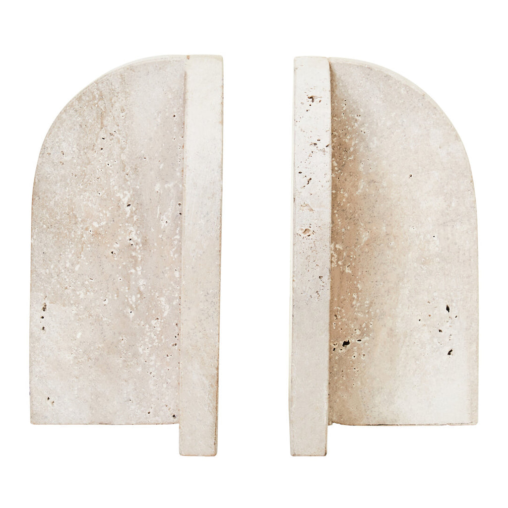 Halbrook Travertine Arched Bookends - Set of 2