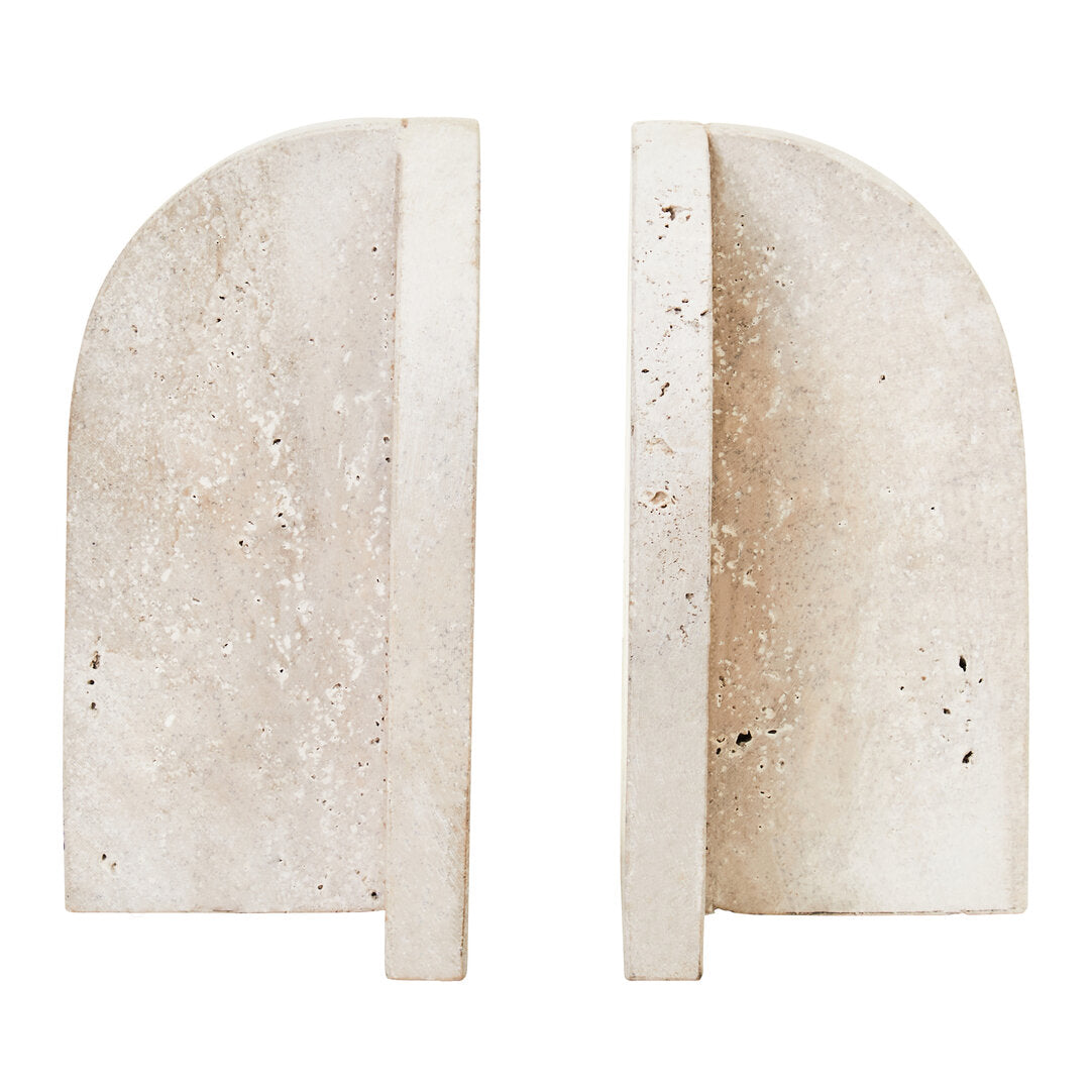 Halbrook Travertine Arched Bookends - Set of 2