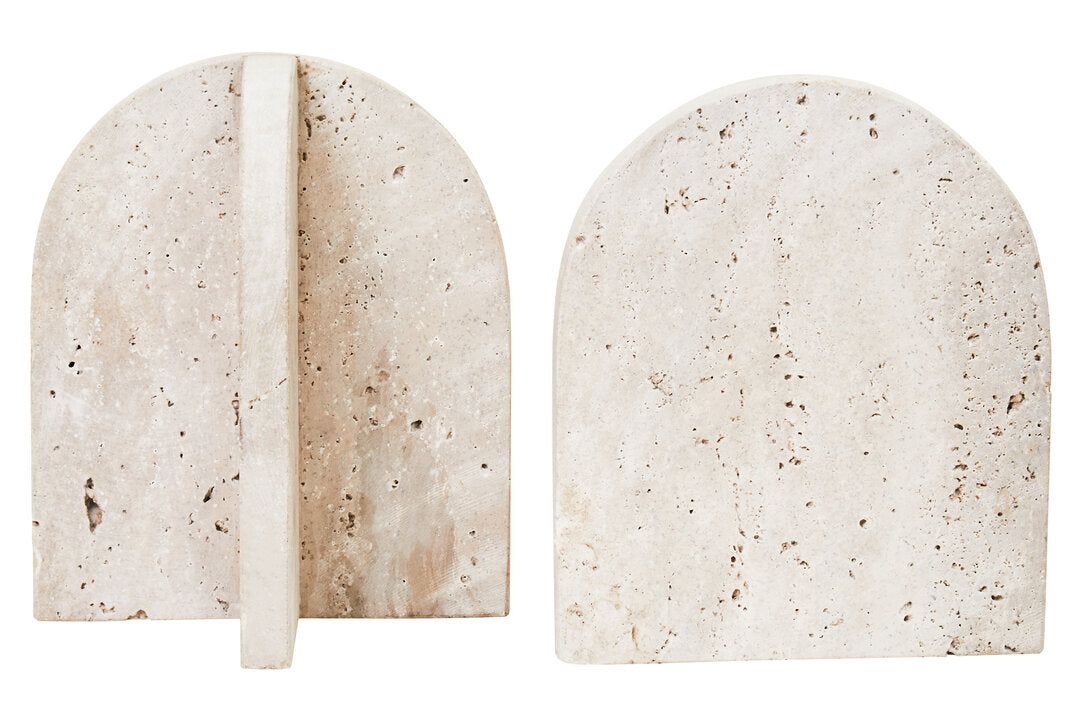 Halbrook Travertine Arched Bookends - Set of 2