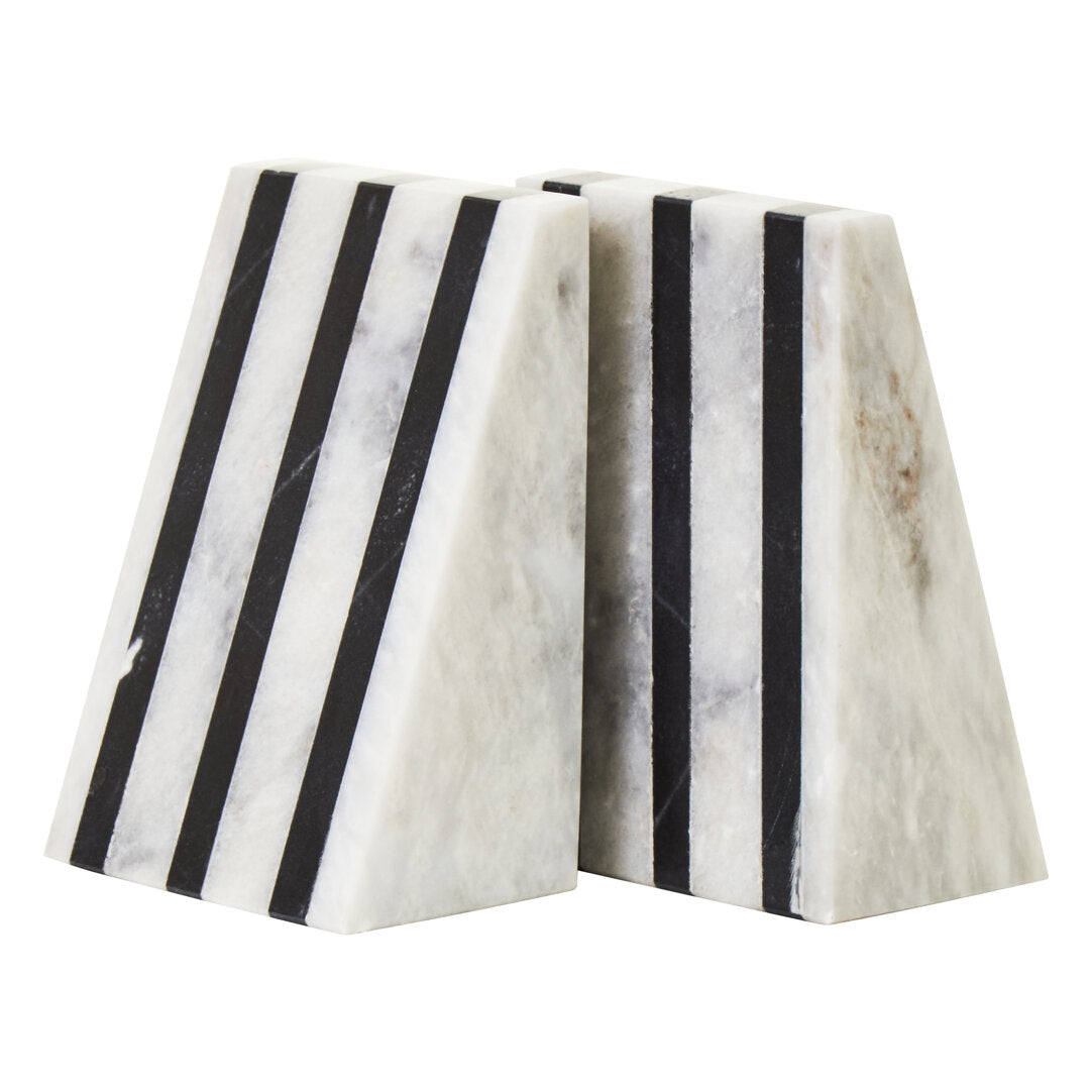 Seaway White Marble Bookends - Set of 2