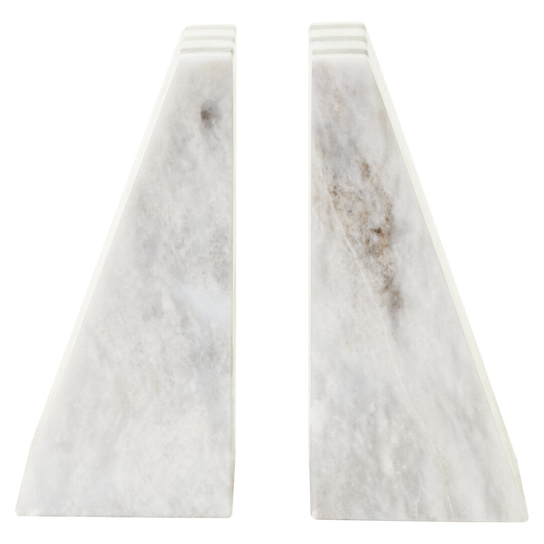 Seaway White Marble Bookends - Set of 2