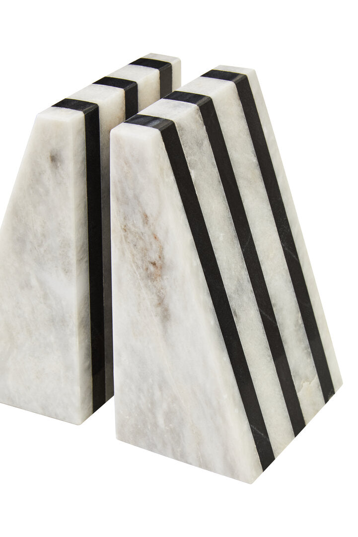 Seaway White Marble Bookends - Set of 2