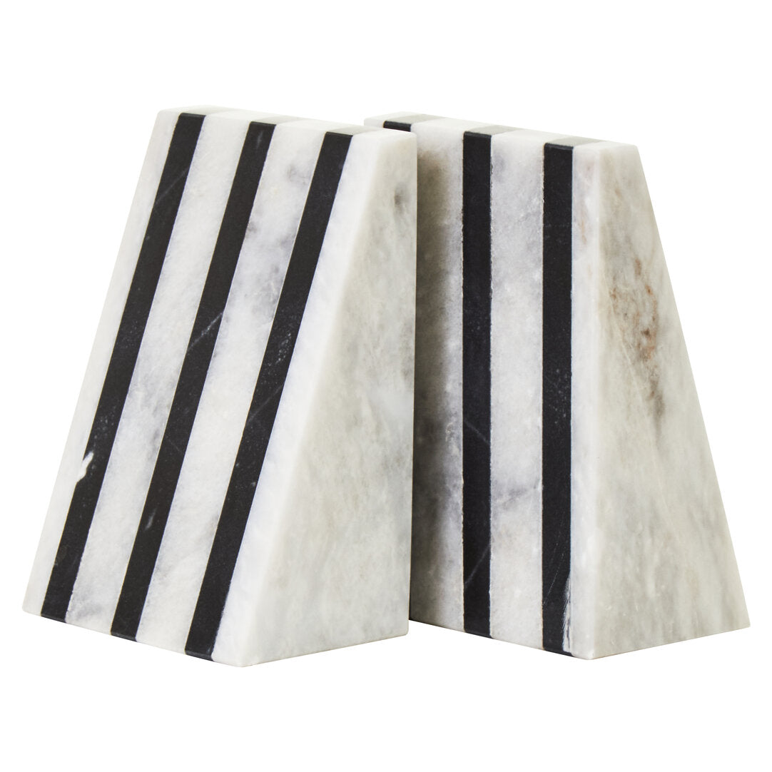 Seaway White Marble Bookends - Set of 2