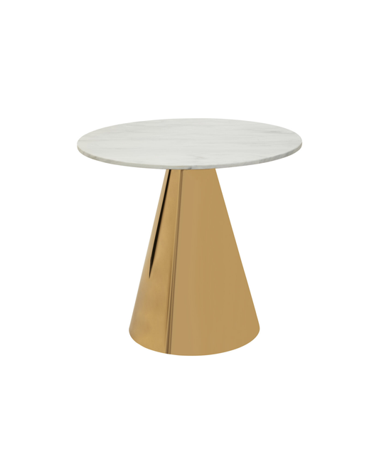 Mara Round Dining Table - White Marble & Gold