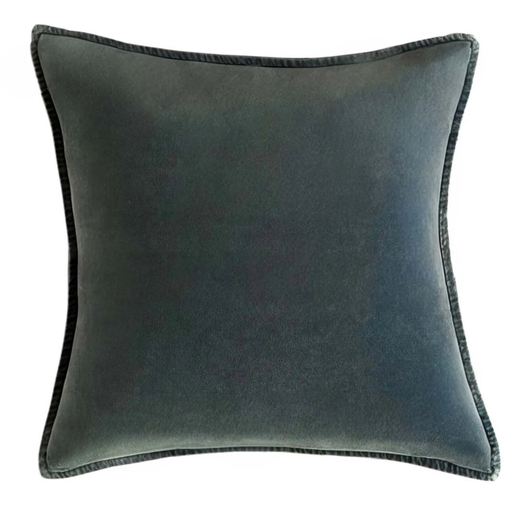 Harbour Stonewashed Velvet Cushion - Olive