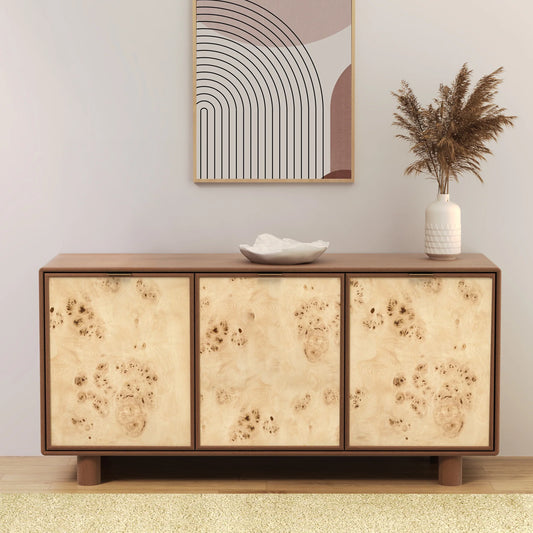 Urban Burl Three Door Cabinet - Walnut