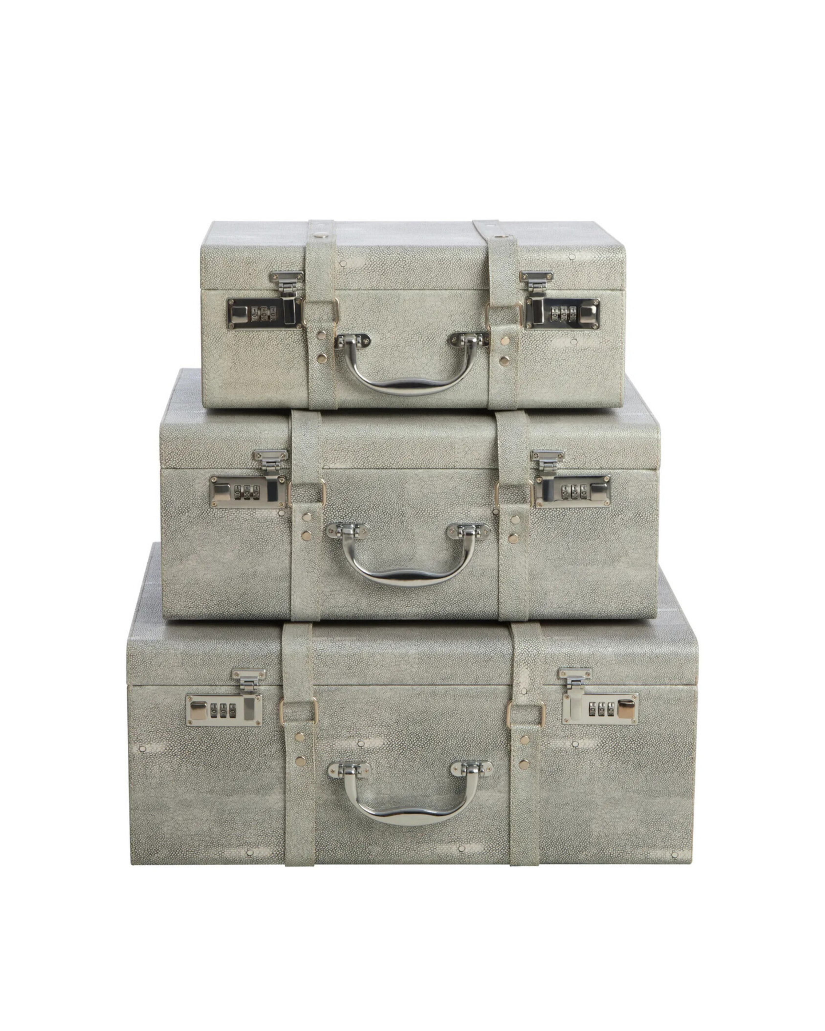 Pendry Storage Trunks - Set of 3 - Grey Shagreen