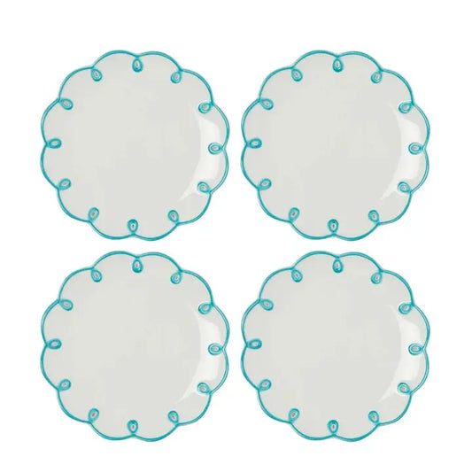 Sky Blue Scalloped Tea Plates - Set of 4