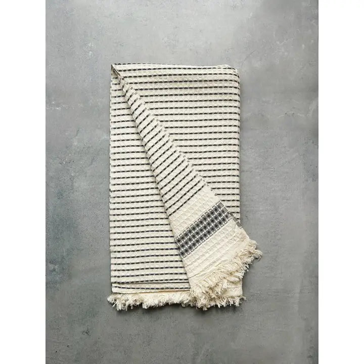 Milos Check Hammam Towel - Charcoal