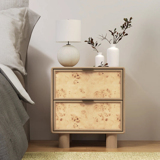 Urban Burl Two Drawer Side Table - Natural