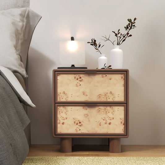 Urban Burl Two Drawer Side Table - Walnut
