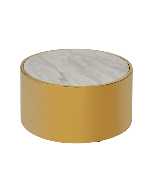 Caesar Round Coffee Table - Gold and Marble Effect