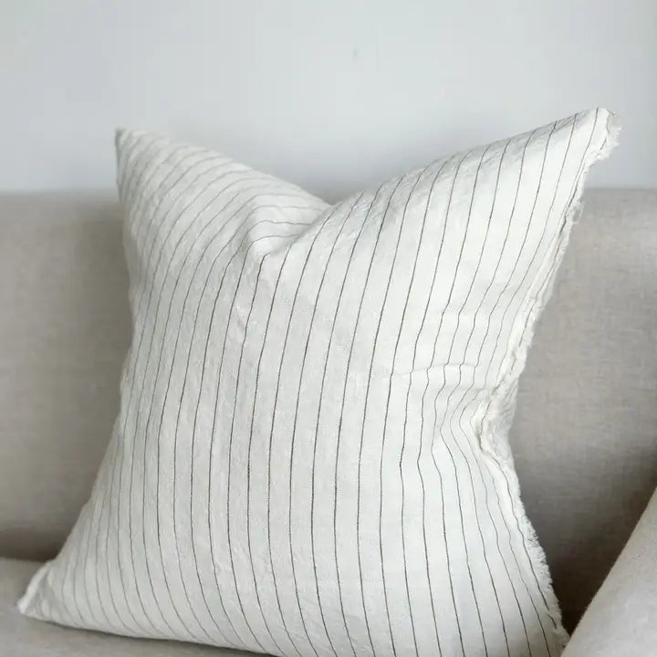 Esmee Linen Cushion Cover – Frayed Edge Cream & Olive
